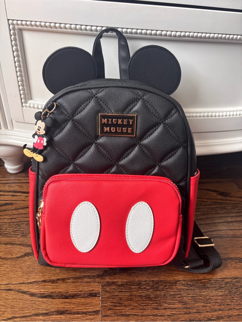 Disney Mickey Mouse Black and Red Backpack Bag with Mickey Charm Brand New